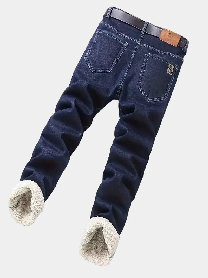 Men's Fleece-Lined Jeans with Turn-Ups