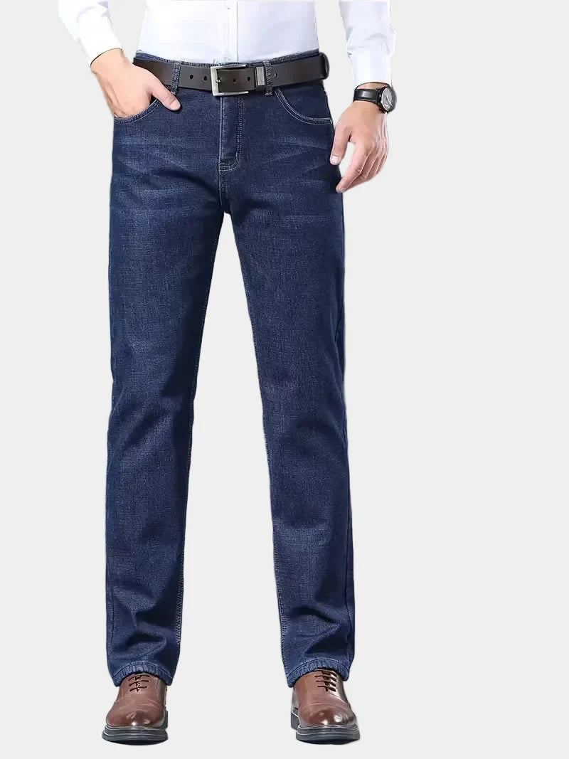 Men's Fleece-Lined Jeans with Turn-Ups