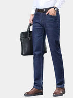 Men's Fleece-Lined Jeans with Turn-Ups