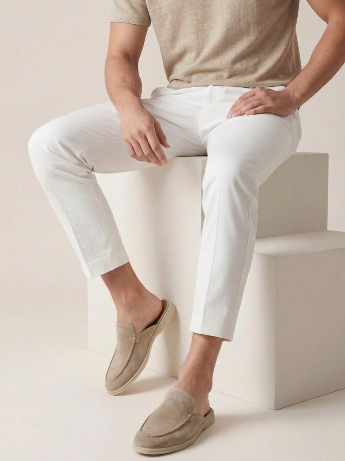 Men's Suede-Look Mule Loafers – Lightweight Slip-On Shoes