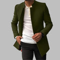 Men's Tailored Stand Collar Coat with Clean Front