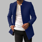 Men's Tailored Stand Collar Coat with Clean Front