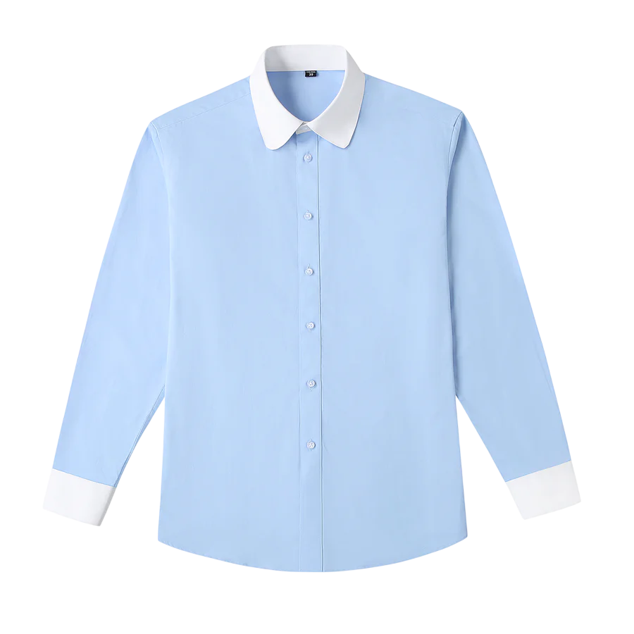 Men's Rounded Collar Cotton Shirt for Refined Business and Occasion Styling