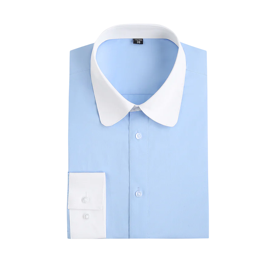 Men's Rounded Collar Cotton Shirt for Refined Business and Occasion Styling