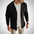 Men's Open-Front Knit Cardigan – Textured Shawl-Collar Layer