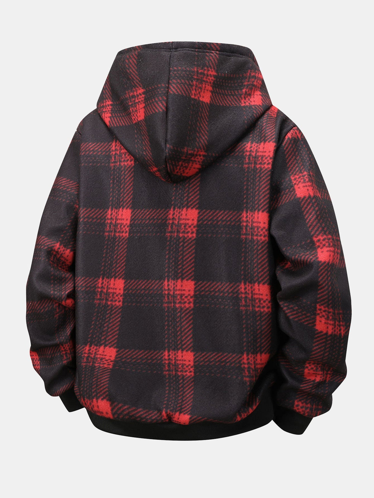 Men's Teddy-Lined Plaid Hooded Jacket – Warm Fleece Winter Outerwear