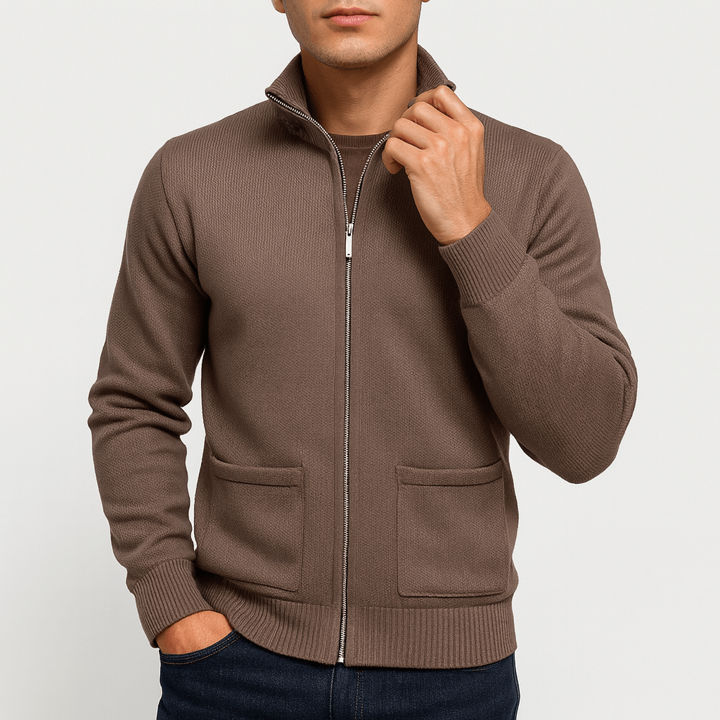Men's Cotton Zip Cardigan – Lightweight Breathable Layer