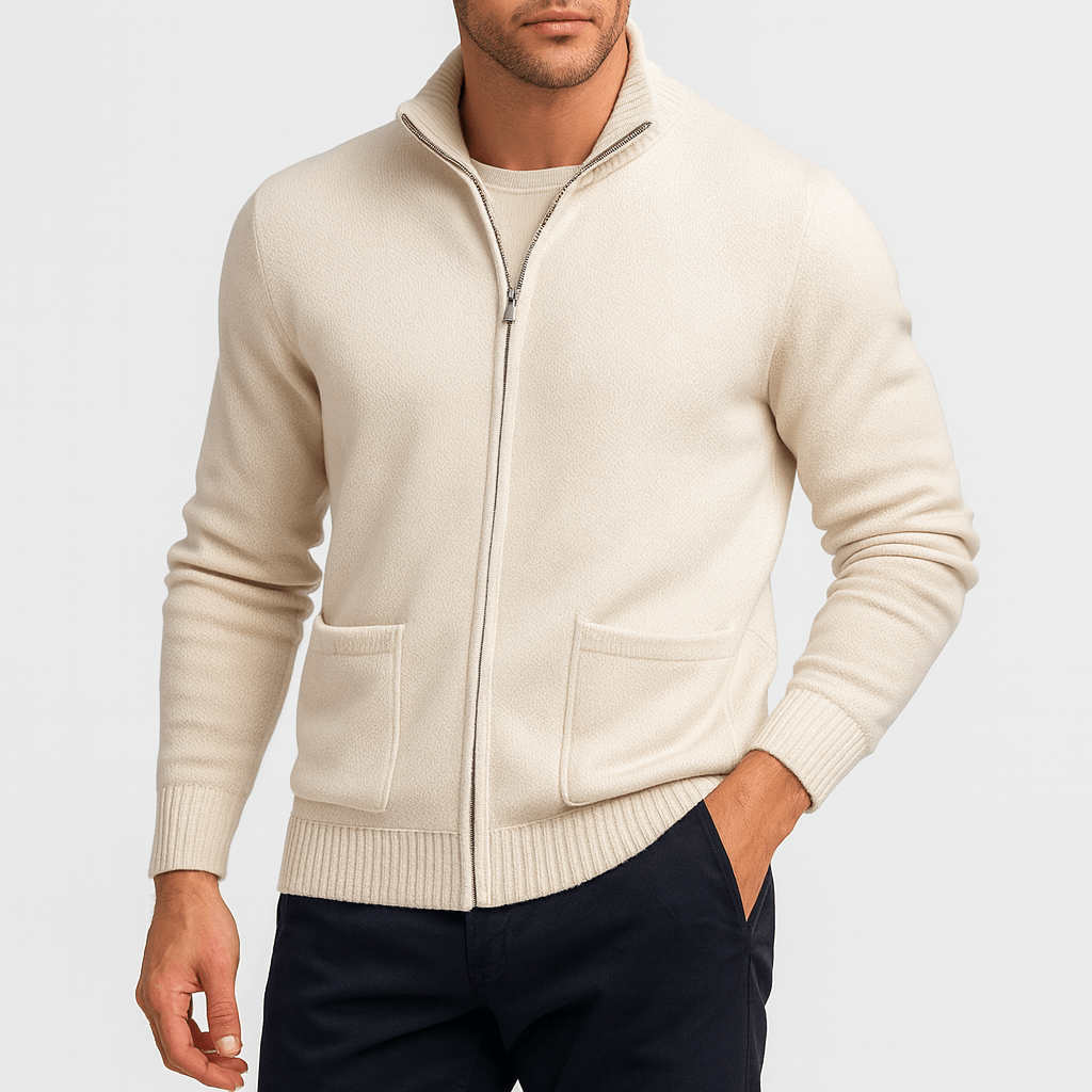 Men's Cotton Zip Cardigan – Lightweight Breathable Layer