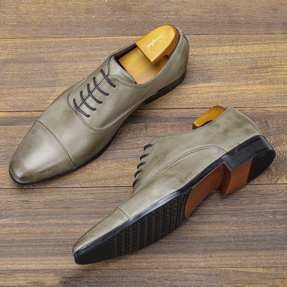 Men's leather-look Oxford Shoes – Cap-Toe Lace-Ups