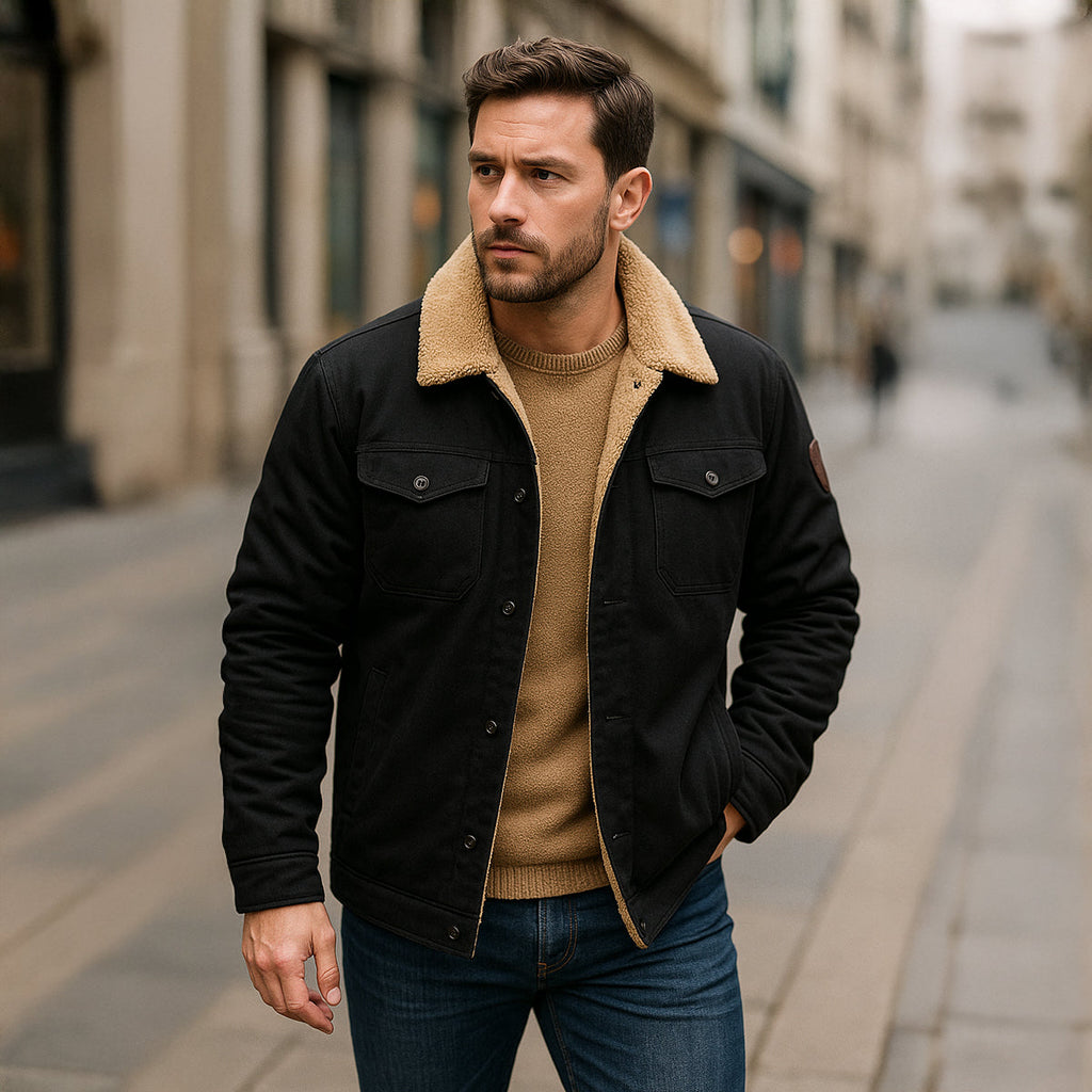 Men's Fleece-Lined Winter Coat – Button Front, Five Colours