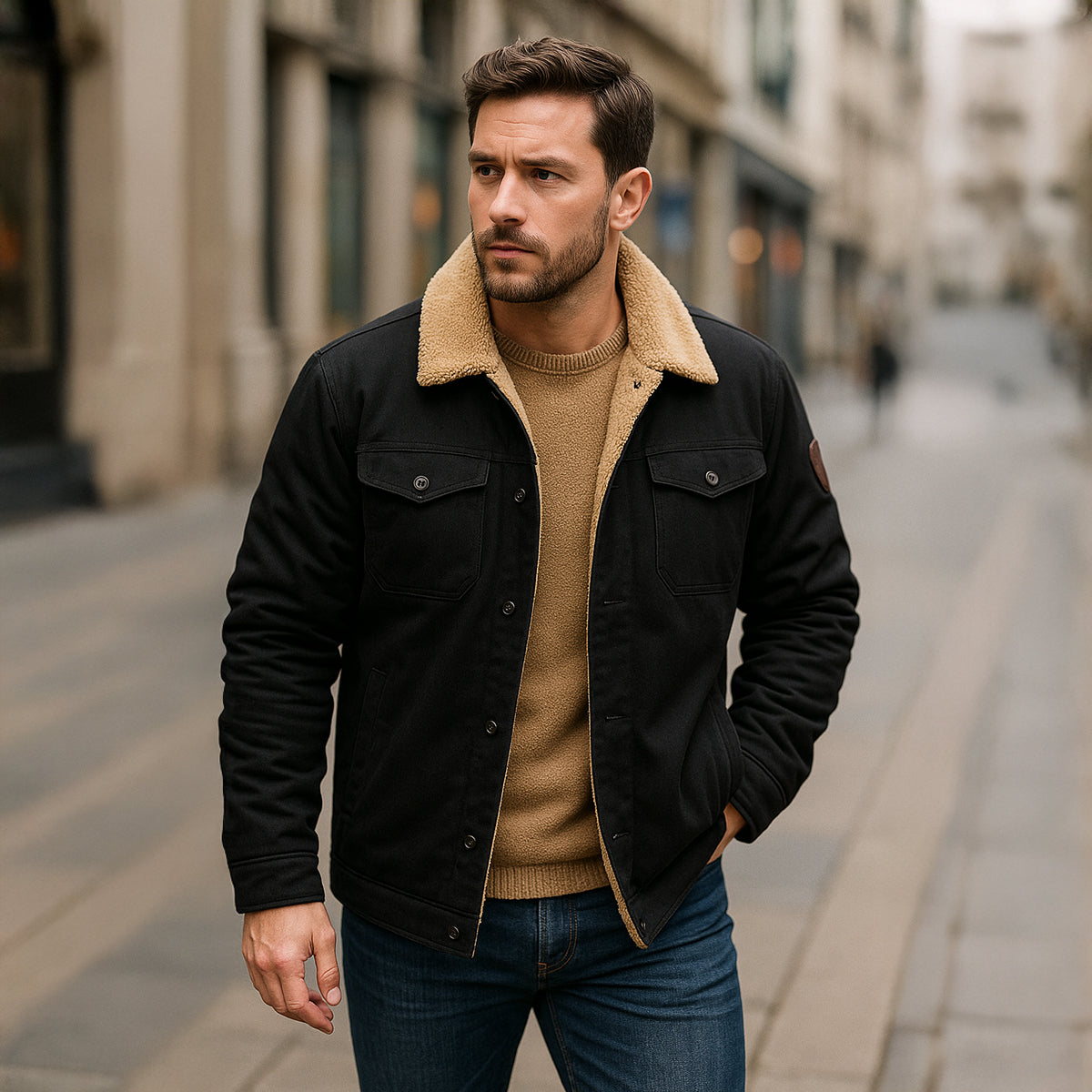 Men's Fleece-Lined Winter Coat – Button Front, Five Colours