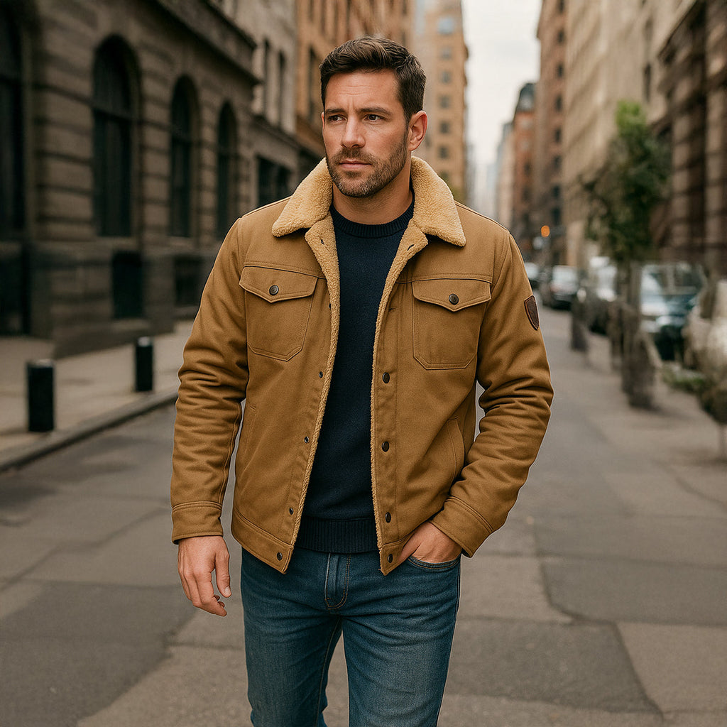 Men's Fleece-Lined Winter Coat – Button Front, Five Colours