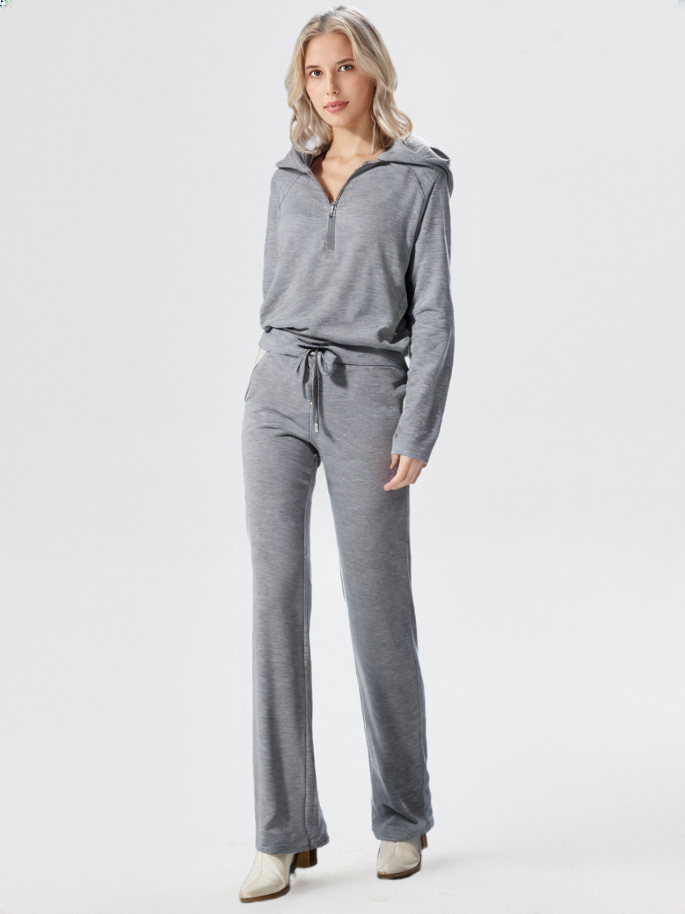 Women's Two-piece Trouser Lounge Set with hood and zip