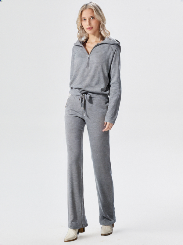 Women's Two-piece Trouser Lounge Set with hood and zip