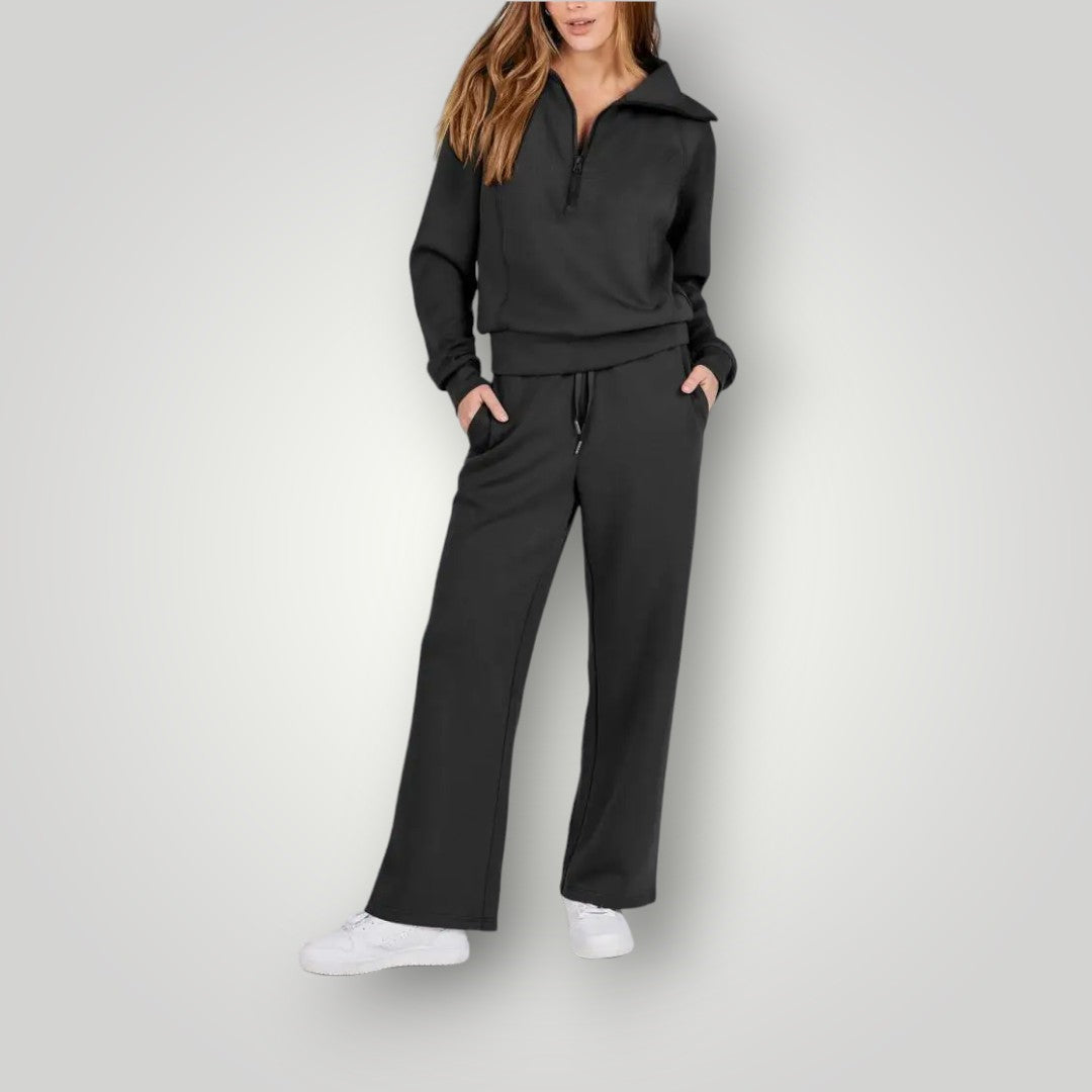 Women's Two-piece Trouser Lounge Set with hood and zip