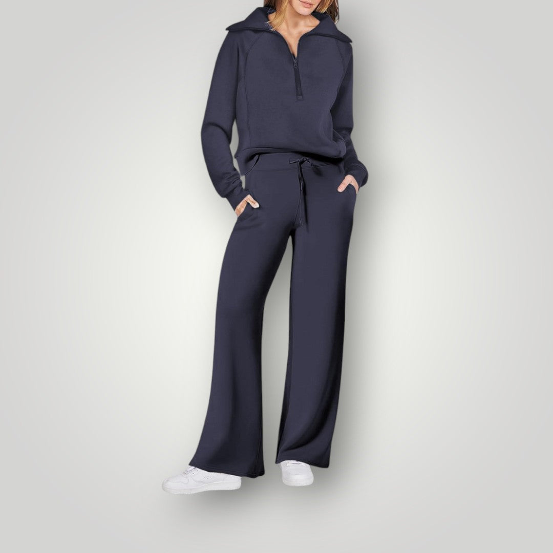 Women's Two-piece Trouser Lounge Set with hood and zip