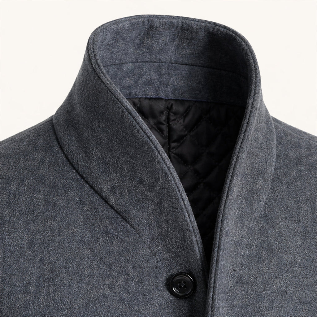 Men's Single-Breasted Wool-Blend Trench Coat – Mid Length