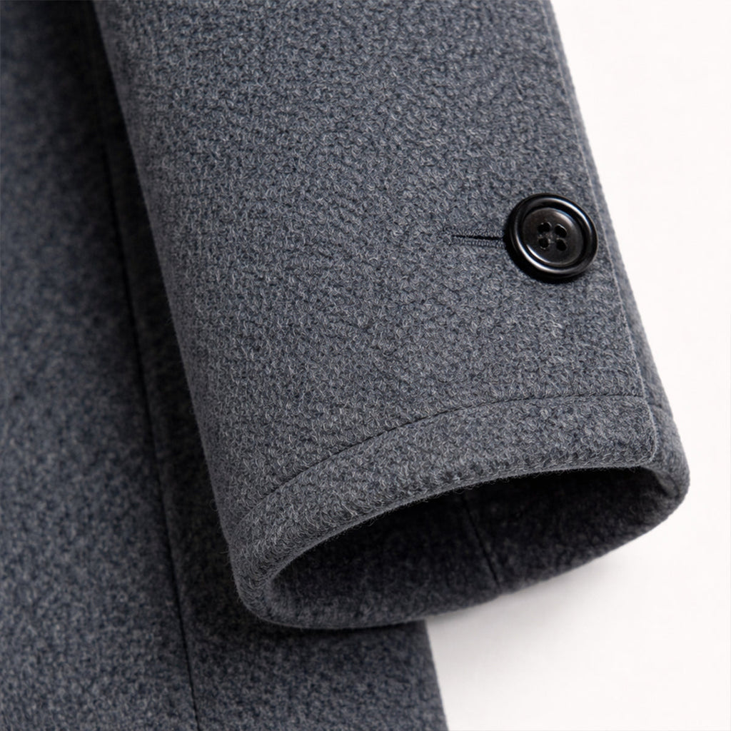 Men's Single-Breasted Wool-Blend Trench Coat – Mid Length