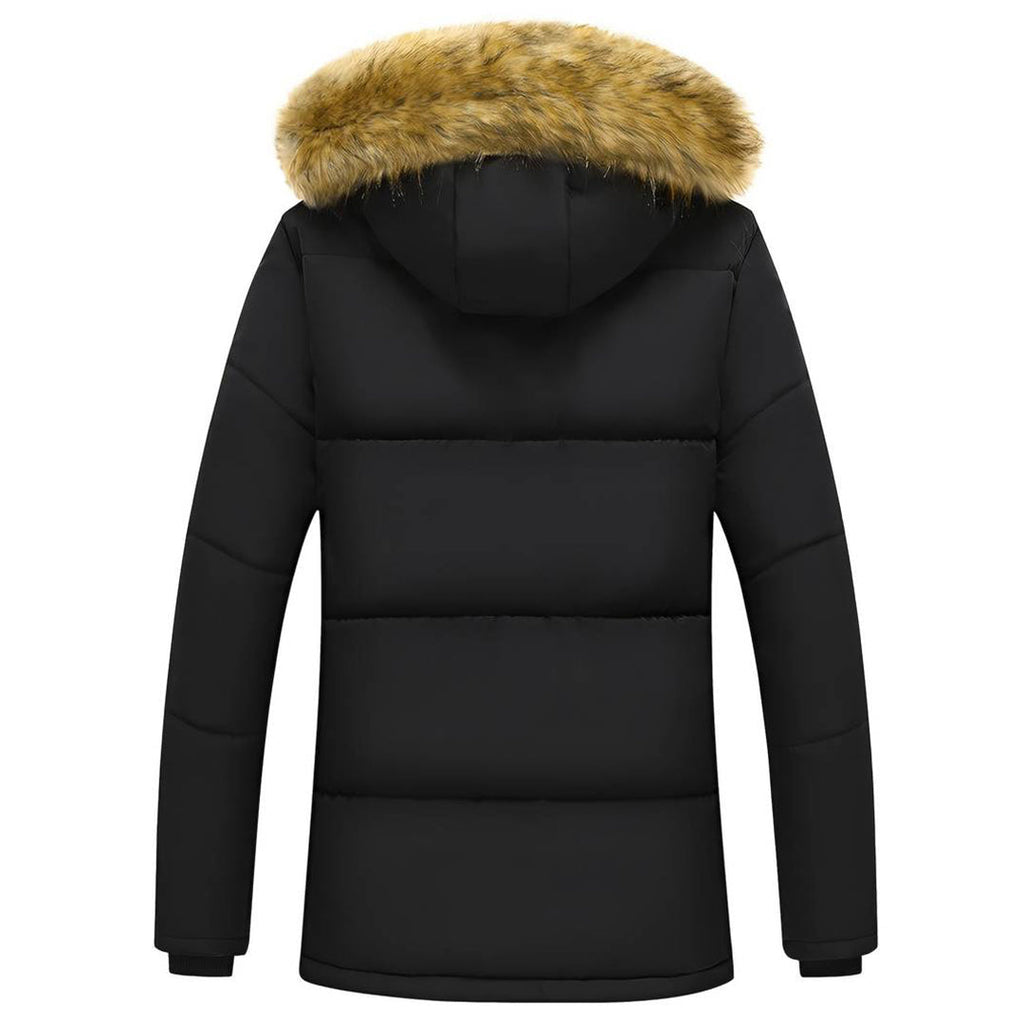 Men's Fleece-Lined faux fur-Trim Hooded Winter Parka