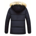 Men's Fleece-Lined faux fur-Trim Hooded Winter Parka