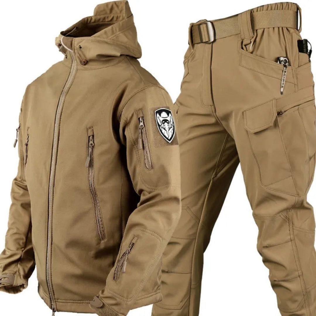 Men's Windproof Tactical Outdoor Set – Hooded Utility Jacket and Cargo