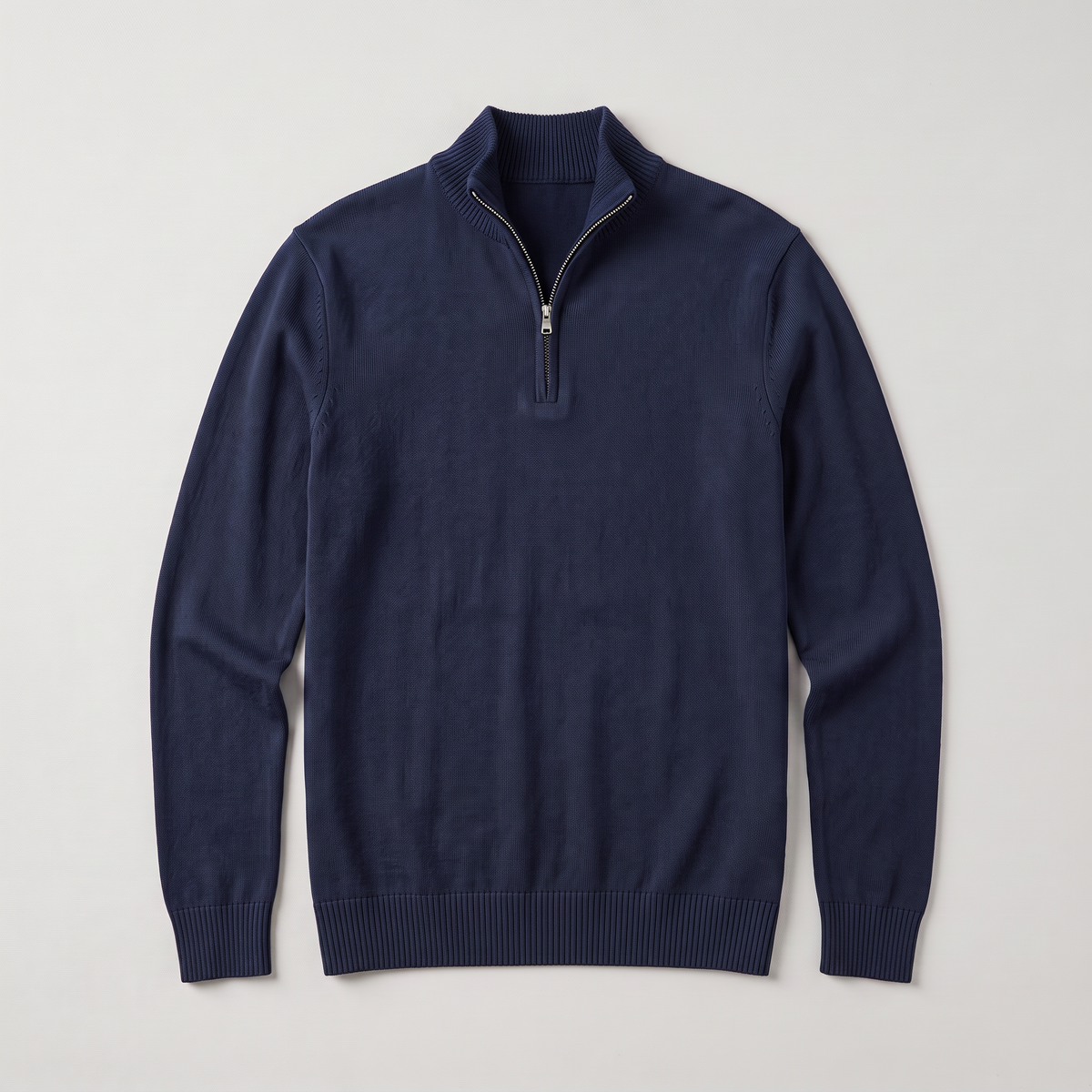 Men's Quarter-Zip Knit Jumper with Stand Collar