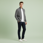 Men's Stand-Collar Zip Cardigan – Slim-Fit Ribbed Knit