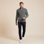 Men's Stand-Collar Zip Cardigan – Slim-Fit Ribbed Knit