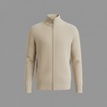 Men's Stand-Collar Zip Cardigan – Slim-Fit Ribbed Knit
