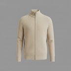 Men's Stand-Collar Zip Cardigan – Slim-Fit Ribbed Knit