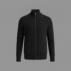 Men's Stand-Collar Zip Cardigan – Slim-Fit Ribbed Knit