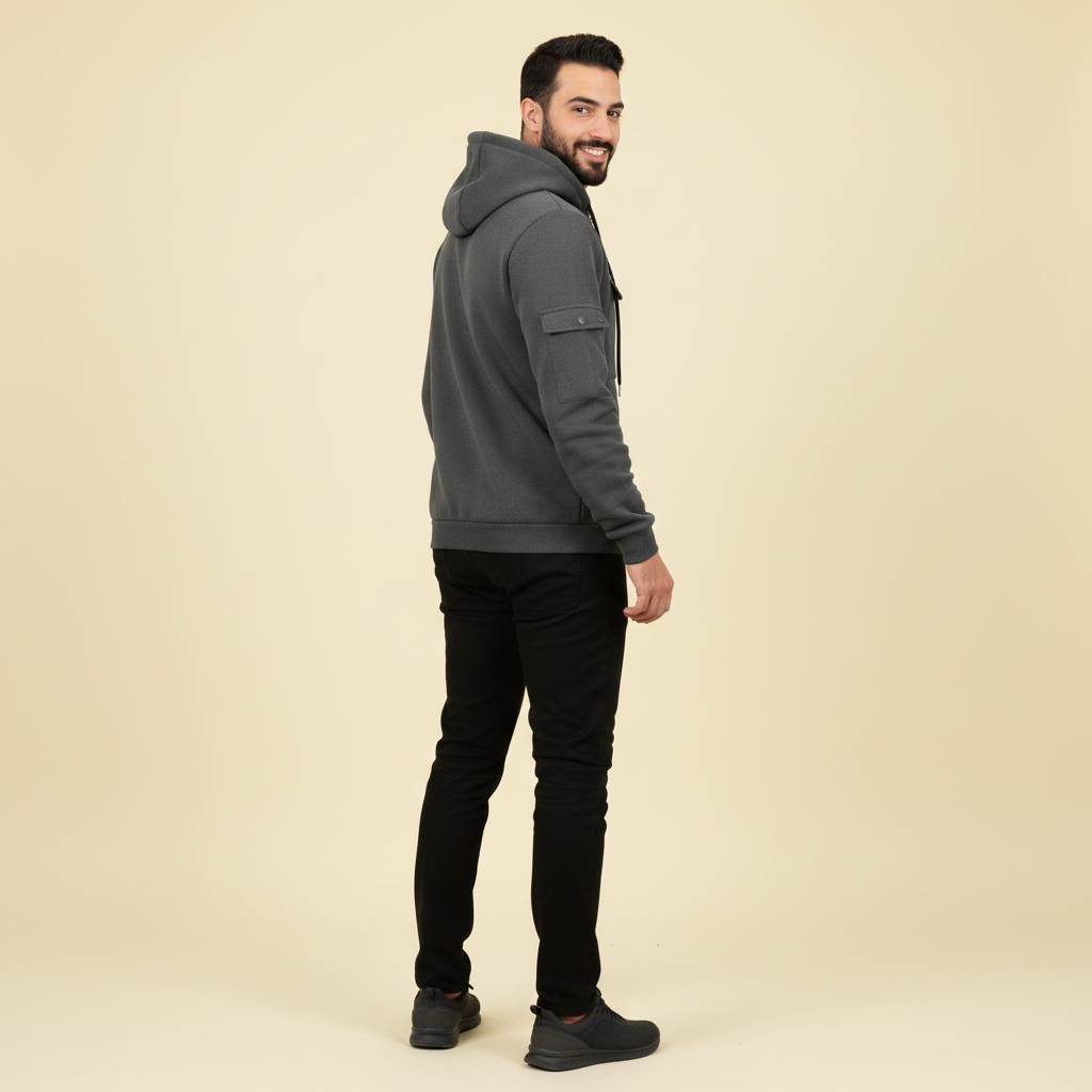 Men's Hooded Utility Jacket – Casual Zip-Up Layer