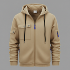 Men's Hooded Utility Jacket – Casual Zip-Up Layer