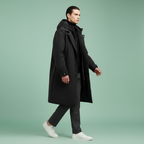 Men's Waterproof Hooded Trench Coat – Long Weather-Ready Layer