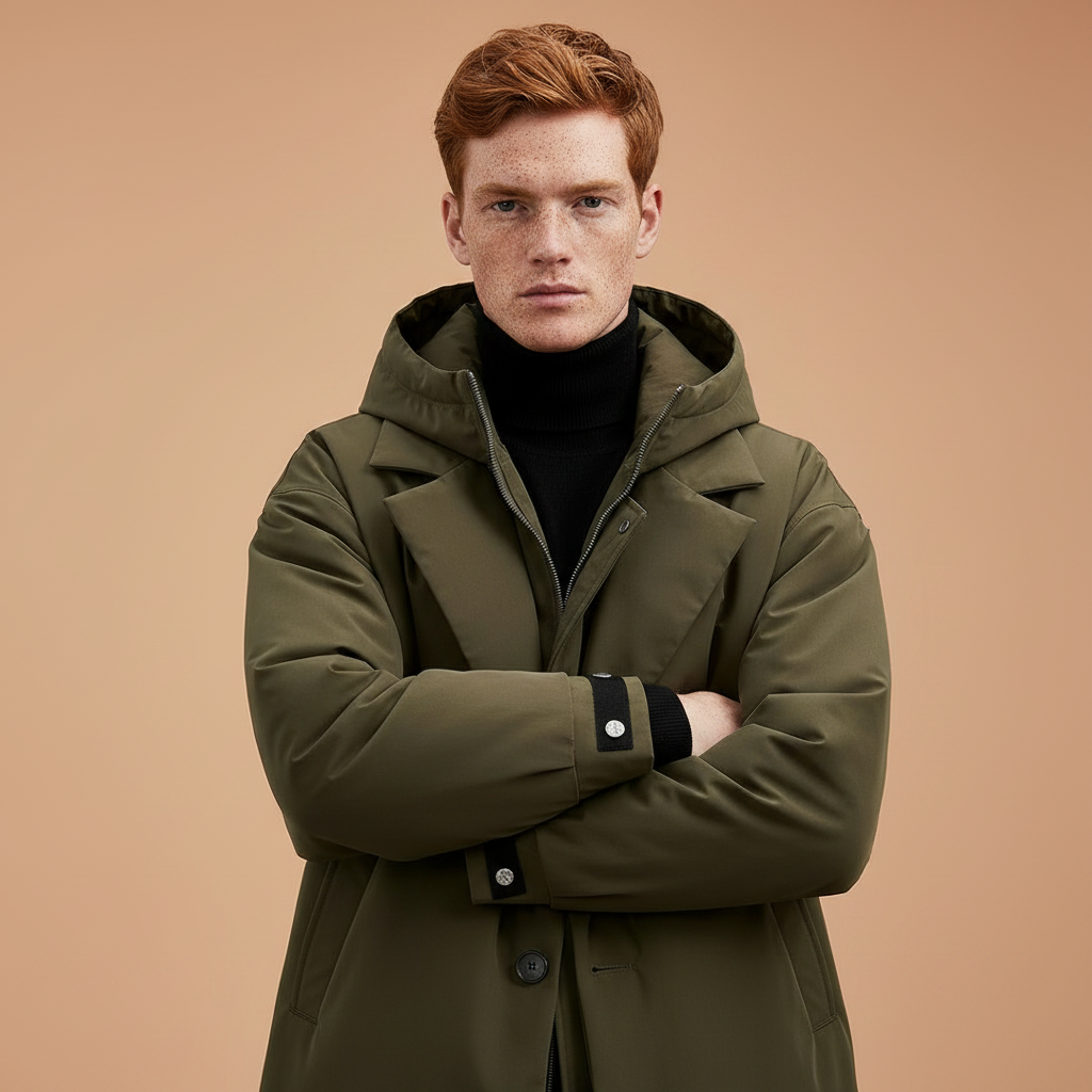 Men's Waterproof Hooded Trench Coat – Long Weather-Ready Layer