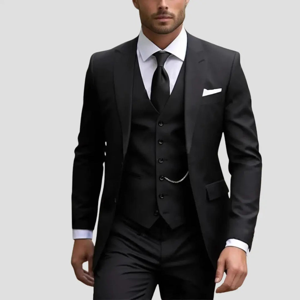 Men's Three-Piece Slim-Fit Wedding Suit – Blazer, Waistcoat and Trousers