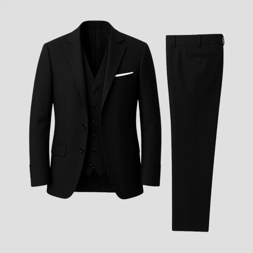 Men's Three-Piece Slim-Fit Wedding Suit – Blazer, Waistcoat and Trousers