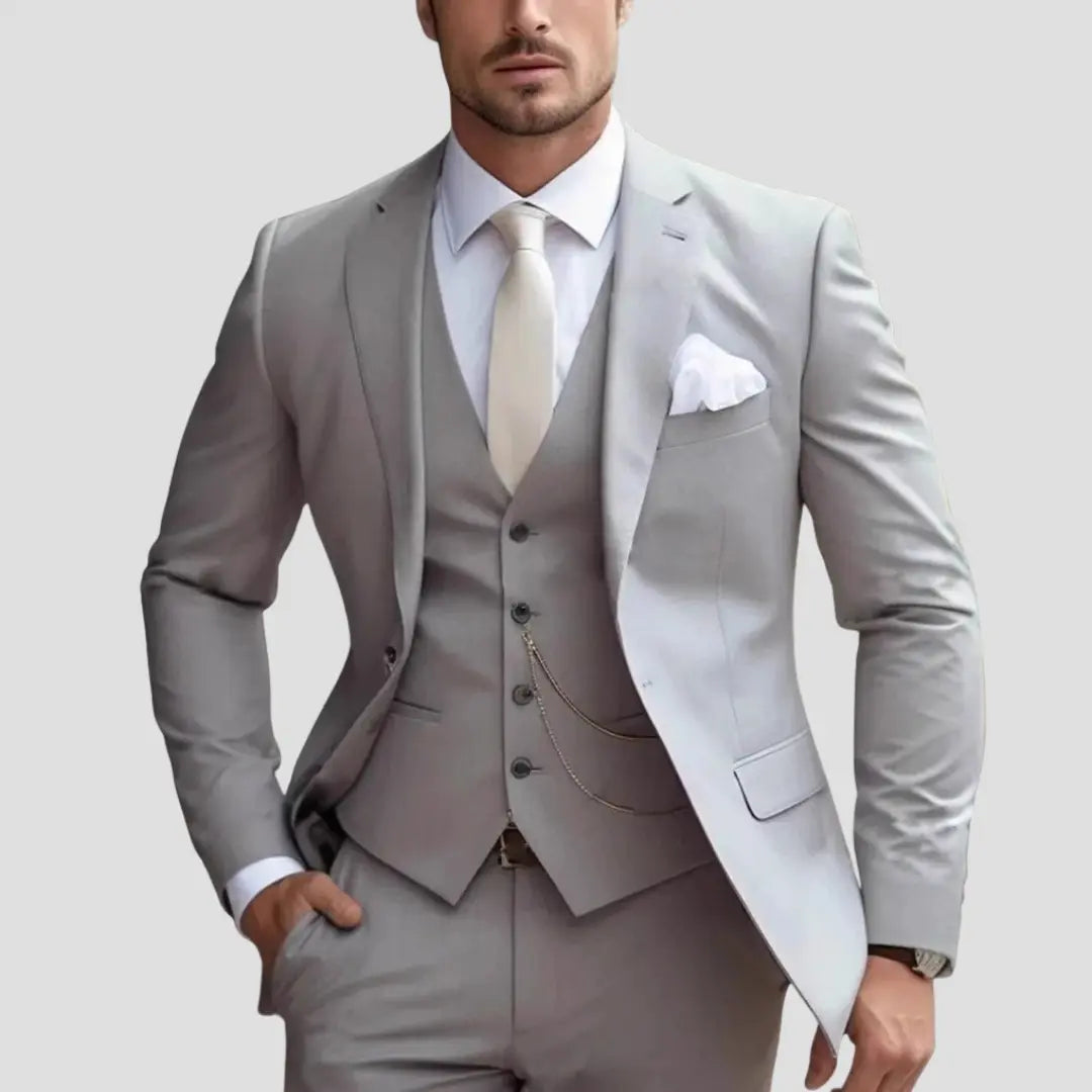 Men's Three-Piece Slim-Fit Wedding Suit – Blazer, Waistcoat and Trousers
