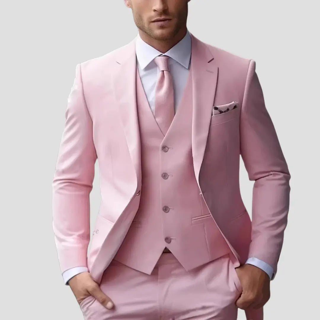Men's Three-Piece Slim-Fit Wedding Suit – Blazer, Waistcoat and Trousers