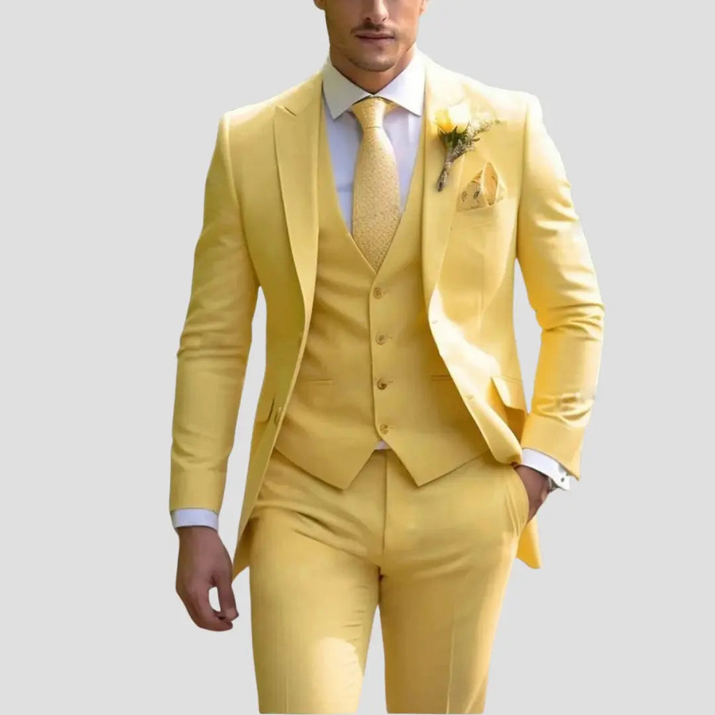 Men's Three-Piece Slim-Fit Wedding Suit – Blazer, Waistcoat and Trousers