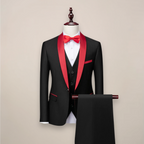 Men's Three-Piece Tuxedo with Satin Shawl Lapel – Jacket, Waistcoat and Slim Trousers