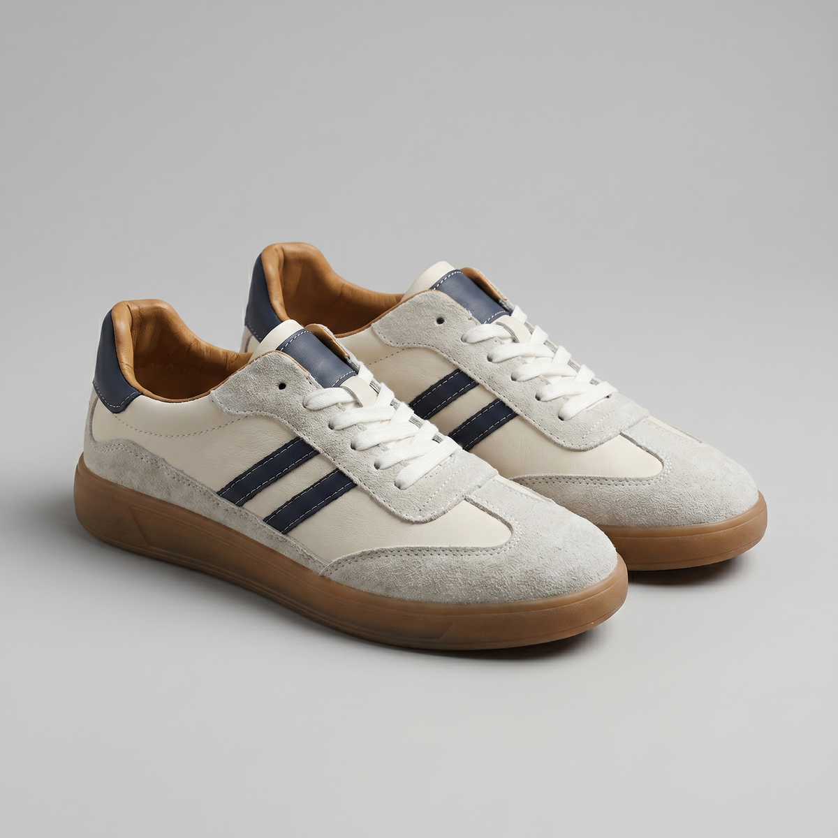Men's Retro Lace-Up Trainers – Cushioned, Breathable Mesh Panels