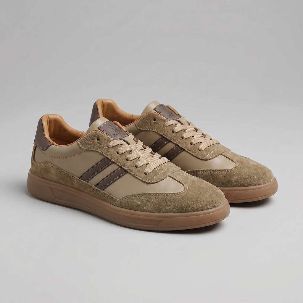Men's Retro Lace-Up Trainers – Cushioned, Breathable Mesh Panels