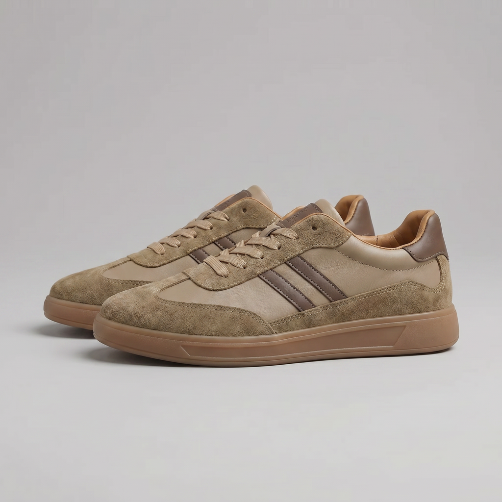 Men's Retro Lace-Up Trainers – Cushioned, Breathable Mesh Panels