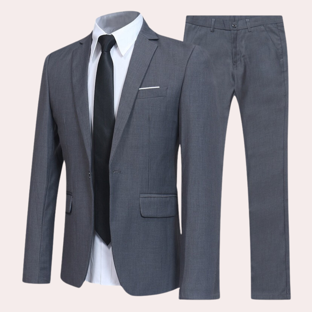 Men's Two-Piece Business Suit with Two-Button Jacket