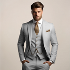 Men's Three-Piece Wedding Suit – Lightweight Tailored Jacket, Waistcoat and Trousers