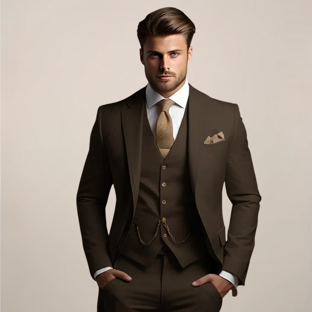 Men's Three-Piece Wedding Suit – Lightweight Tailored Jacket, Waistcoat and Trousers