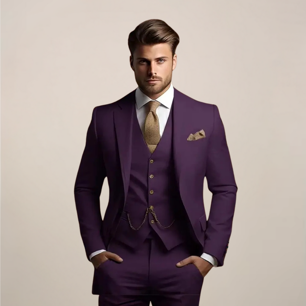 Men's Three-Piece Wedding Suit – Lightweight Tailored Jacket, Waistcoat and Trousers