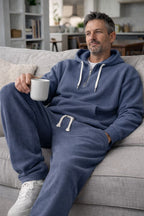 Men's Waffle-Knit Tracksuit – Relaxed Half-Zip Hoodie and Joggers