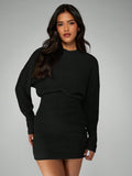 Women's Mini Dress with long sleeves and round neck